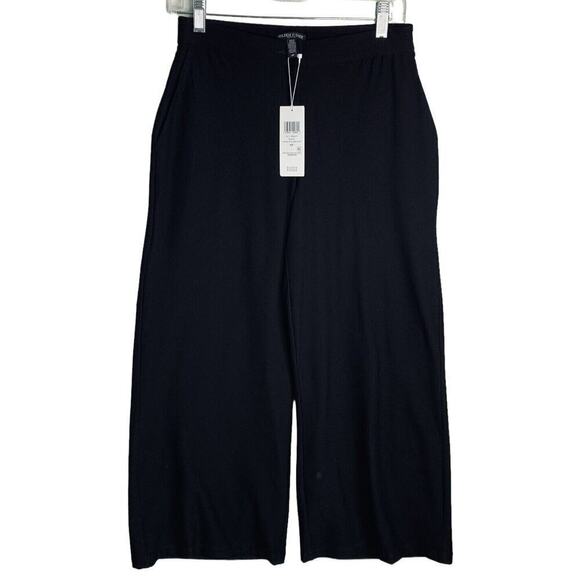 Eileen Fisher Black Wide Leg Washable Crepe Pants Womens Size 4P NWT $238